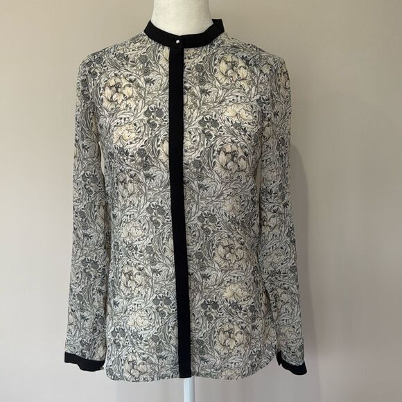 H & M Long Sleeve Floral Button Down Blouse Size 2 - Picture 1 of 4